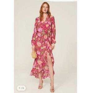 Rococo Sand Floral Pink Wrap Dress